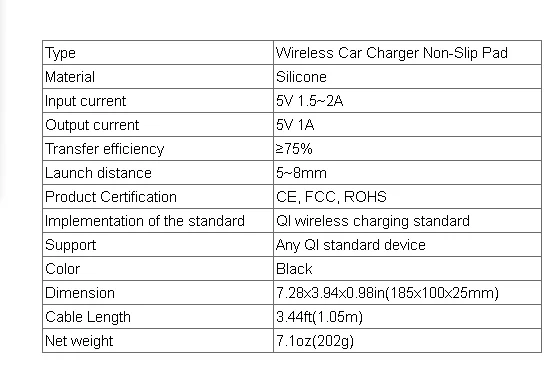 Qi Беспроводное зарядное устройство для автомобиля держатель нескользящее покрытие гарантируют защиту коврик для samsung S9 S8 iPhone X