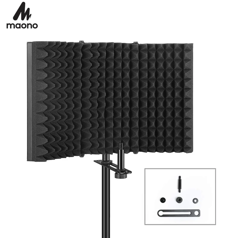 

MAONO Alloy Foldable Microphone Acoustic Isolator Shield Acoustic Foams Panel Professional Studio Soundproofing Panel