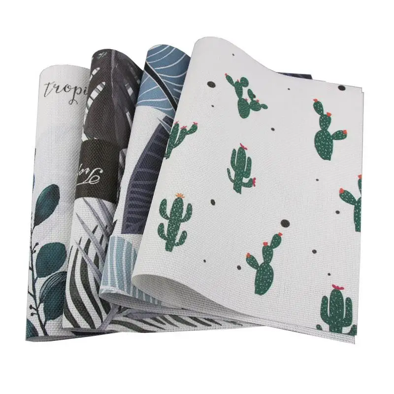 

Nordic Style Color Printing Placemat Oil-proof Unicorn PVC Table Mat Easy To Clean And Easy To Care Green Plant Placemat