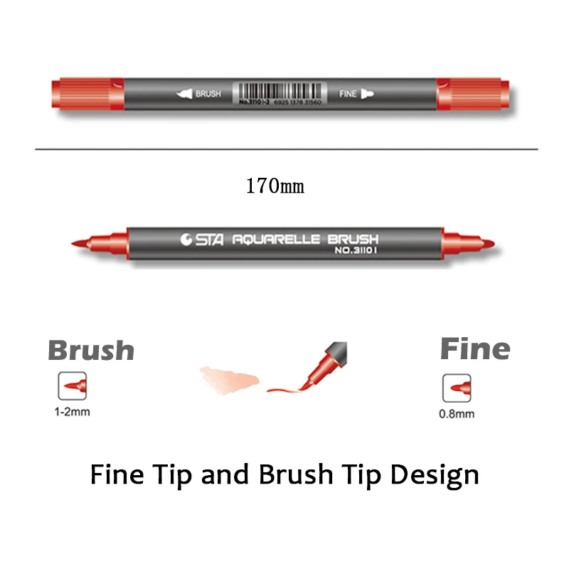STA маркеры кисти для рисования 12/24/36/48/80 цветов с двойным наконечником, спиртовая основа, высокое качество чернил для рисования манги, аниме, дизайна, эскизов
