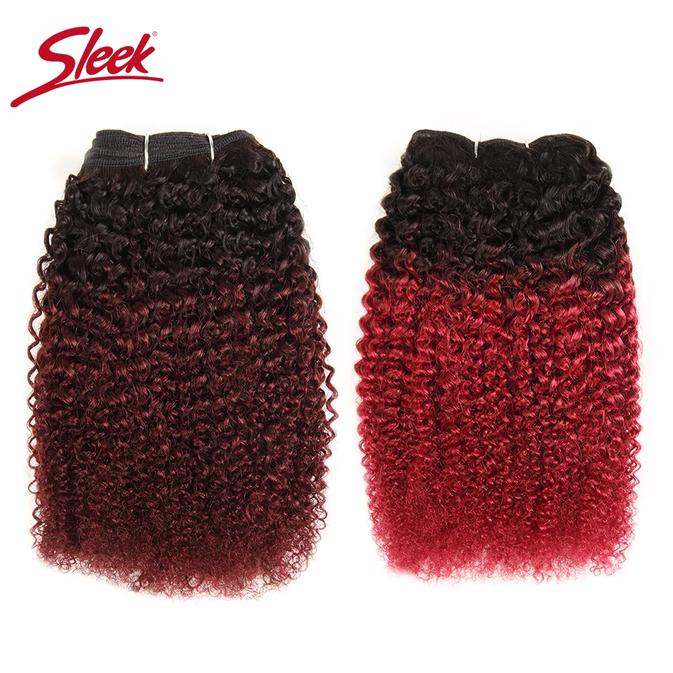 

Sleek Nature Afro Kinky Weave Curly 1 Piece Ombre Mongolian Human Hair Weave Bundles Deal #T1B/30 #33 99J Remy Hair Extension