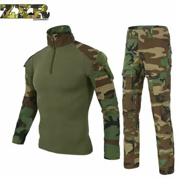 

Zuoxiangru Army Tactical military uniform Jackets Frog Camouflage Suit US Army Multicam Woodland Long Sleeve Set