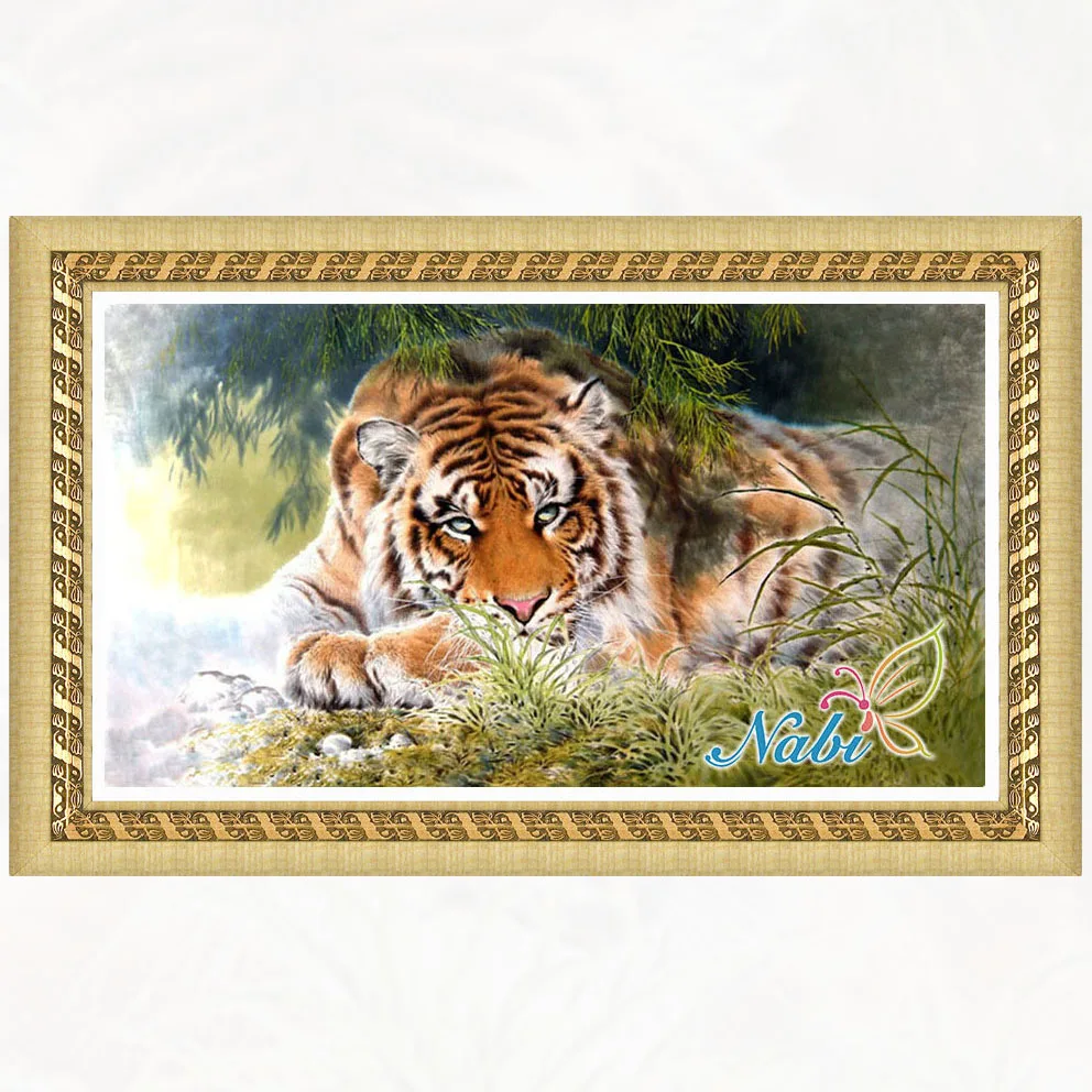 

animals Tiger rubiks cube dmc pictures 0152R - Round Diamond embroidery cross stitch diamond mosaic painting