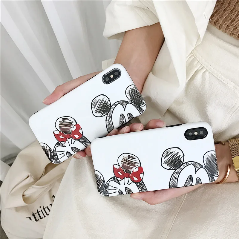 

Cartoon phone cases for iphone X 6 6s 7 8 7plus Couple Mickey minnie Matte soft silicone case for iphone X cover