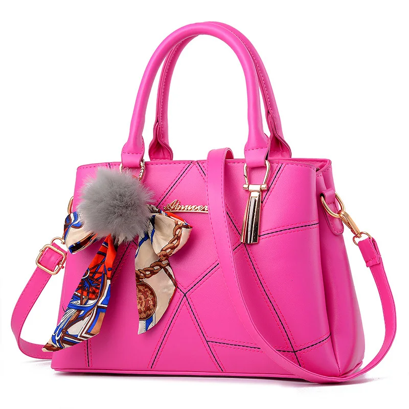 Новые роскошные сумки, женские сумки, дизайнерские брендовые кожаные сумки, сумка на плечо для женщин, Sac A основные дамские ручные сумки S18 - Цвет: Ярко-розовый