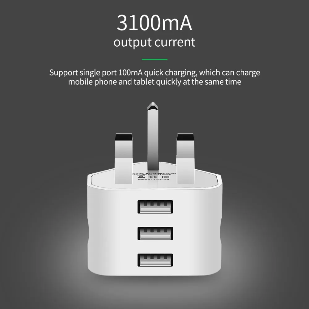 Universal 1/2/3-Port USB UK Plug 3 Pin Wall Charger Adapter with 1/2/3 USB Ports Travel Charger Charging for Phone X Samsung S9 Universal 1/2/3-Port USB UK Plug 3 Pin Wall Charger Adapter with 1/2/3 USB Ports Travel Charger Charging for Phone X Samsung S9