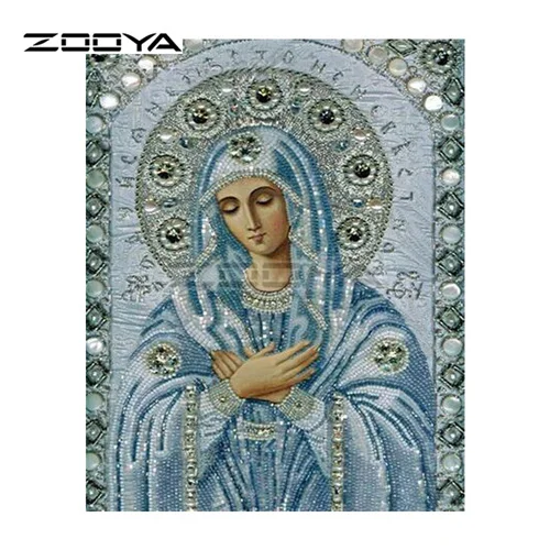 ZOOYA 5D алмазная вышивка "сделай сам" религиозный с Девой Марией папой крестным папой, алмазная Вышивка крестиком, мозаичная картина BY26 - Цвет: Тёмно-синий
