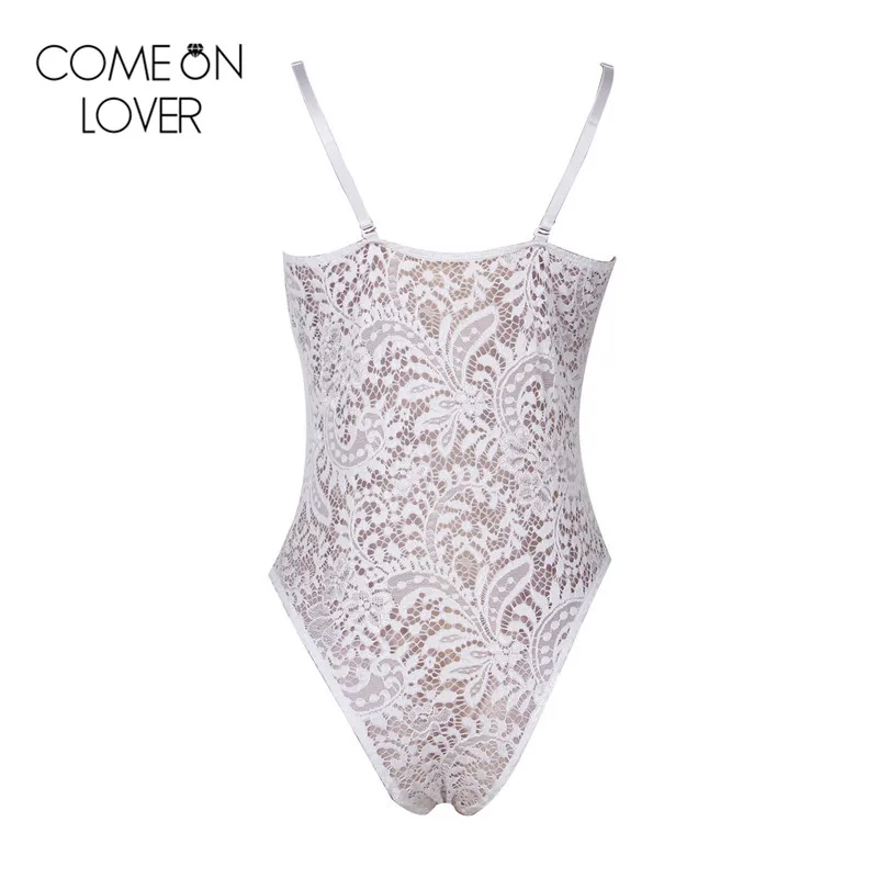Comeonlover Summer bodysuit with bra pad straps lace bodysuit floral combinaison short femme bodysuits top jumpsuit R80285