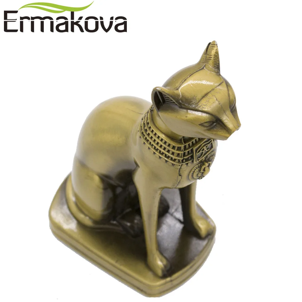 ERMAKOVA Металлическая Статуя Bastet египетская статуэтка кошки Бог кошка в древнем египетском металлическом скульптуре домашний стол украшение офиса подарок