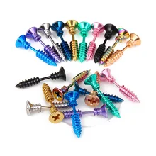 1 шт., панк, мужские и женские серьги-гвоздики, анти-аллергические, нержавеющая сталь, пирсинг, модные, цельные, винтовые серьги-гвоздики, забавные ювелирные изделия