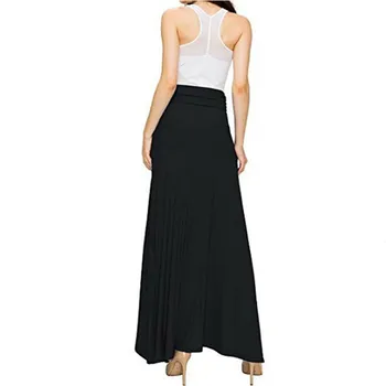 

Women Elastic Waist Summer Skirt Pleated Vintage A-line Long Modal Skirts Female Casual Comfortable Solid Color Gypsy Skirts New