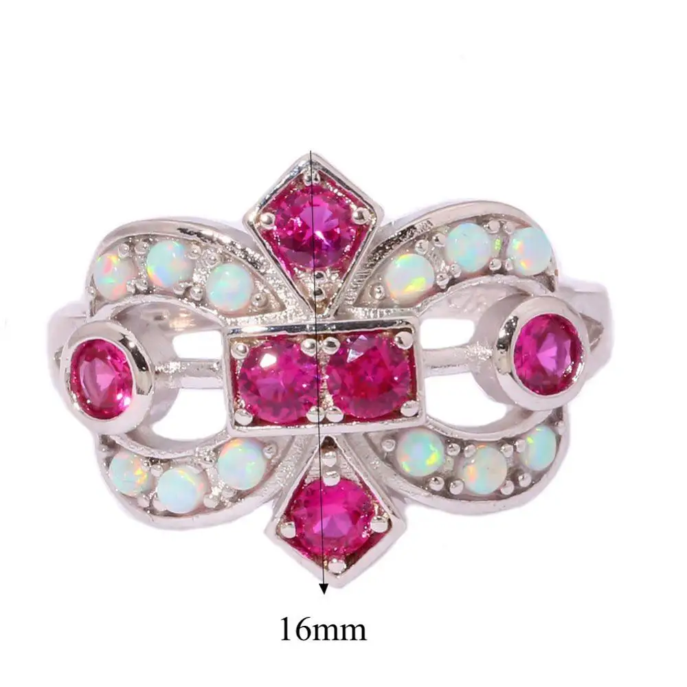 CiNily Created White Fire Opal Kunzite Silver Plated Ring Wholesale Retail Hot Sell for Women Jewelry Ring Size 7 8 9 OJ6161