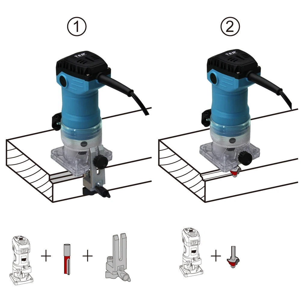 TASP 600W Electric Laminate Edge Trimmer Mini Wood Router 6.35mm Collet Carving Machine Carpentry Woodworking Power Tools TASP 600W Electric Laminate Edge Trimmer Mini Wood Router 6.35mm Collet Carving Machine Carpentry Woodworking Power Tools