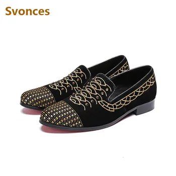 

New Designer Mens Shoes Gold Embroidery Design Fashion Laofers Casual Party Zapatillas Homme Shoes Man Breathable Stripped Flats