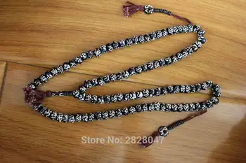 

ML139 Tibetan Buddhist 108 Beads yak bone Rosary Necklace Tibet Hand Painted OM mantras Prayer Mala Bracelet