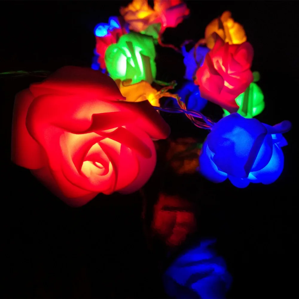 YIYANG 20 светодиодный Rosa Flor Luz de la Bateria Noche Cadena Partido фестиваль де Navidad Boda del jardin Dormitorio
