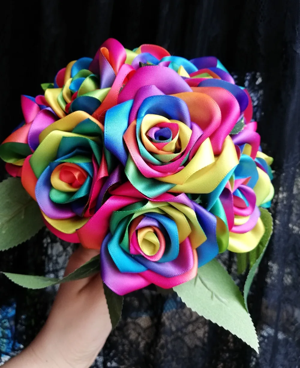 Новые шелковые ленточная Роза ручной работы цвета радуги Сатиновые розы/украшение на свадьбу цветы де мариаж ленточная брошь украшение дома