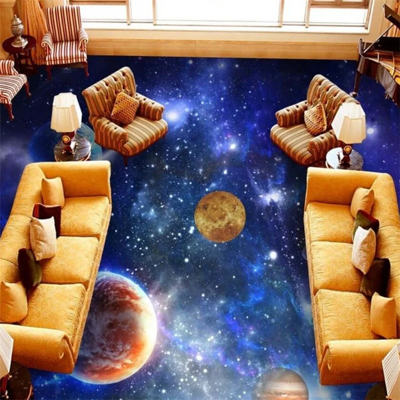 beibehang Custom 3D floor sticker Cosmic Galaxy Sky Floor Living room