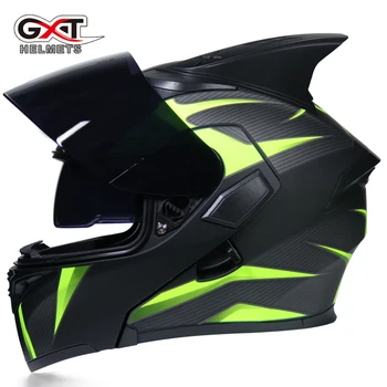 

GXT flip up motorcycle helmet double lense full face helmet Casco Racing Capacete with inner sun visor can put bluetooth headset