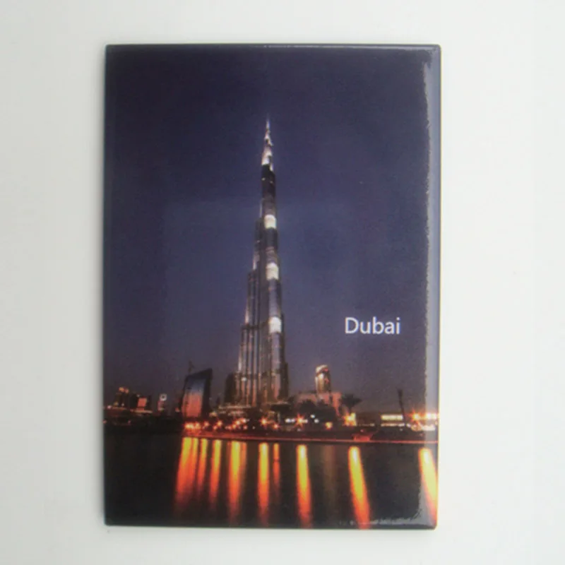 Прямоугольные жесткие магниты Дубай Burj Khalifa Tower Scene туристический металлический