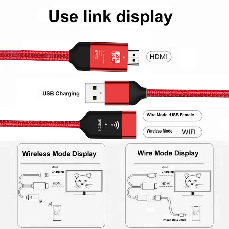 2K HDMI беспроводной Wifi зеркальный Кабель-адаптер для iPhone 11 Pro MAX XS XR 6 7 8 samsung S9 iOS Micro usb type C Android Phone to tv