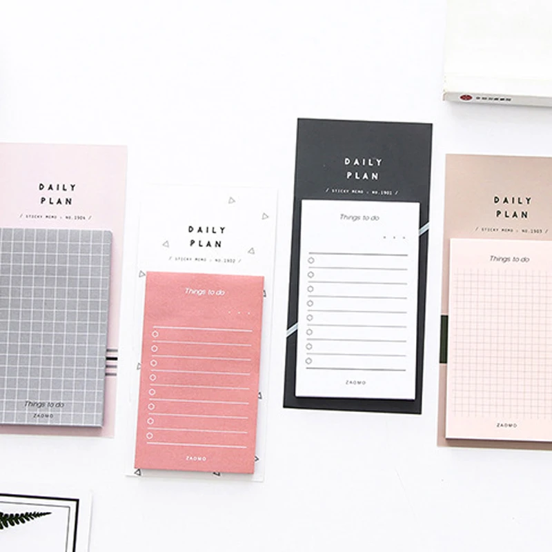 

4 pcs/lot Simple Style Memo Pad Study Office Schedule Sticky Notes Kawaii Plan School Office Supplies Stationery