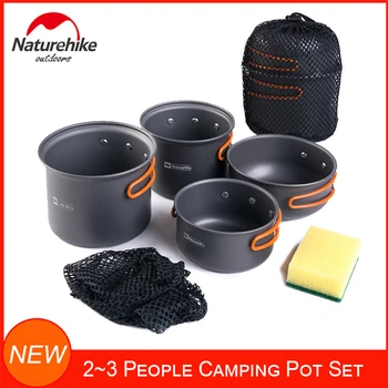 

Naturehike Ultralight Outdoor Camping Cookware Set Backpacking Picnics Aluminum Pots Mess Kit Compact Portable For 2-3 Person