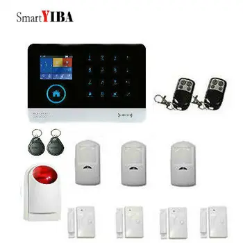 

SmartYIBA Wireless Home Security GSM/WIFI GPRS Alarm System IOS Android APP Remote Control RFID Card PIR Sensor Door Sensor kit