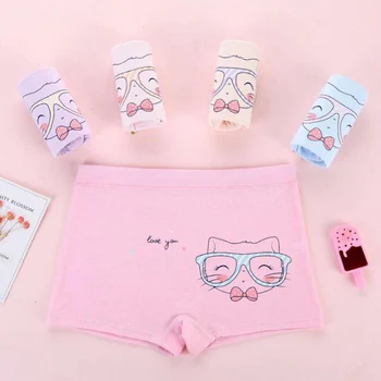 

10Pcs/Lot Baby Girls Underwear Cat Pattern Teenage Cartoon Kids Panties Children Short Boxers Cotton Panties Cute Underpants