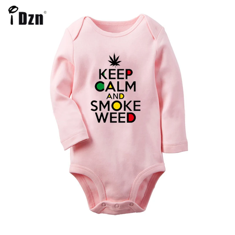 

KEEP CALM AND SMOKE WEED white Design Newborn Baby Boys Girls Outfits Jumpsuit Print Infant Bodysuit Clothes 100% Cotton onesies