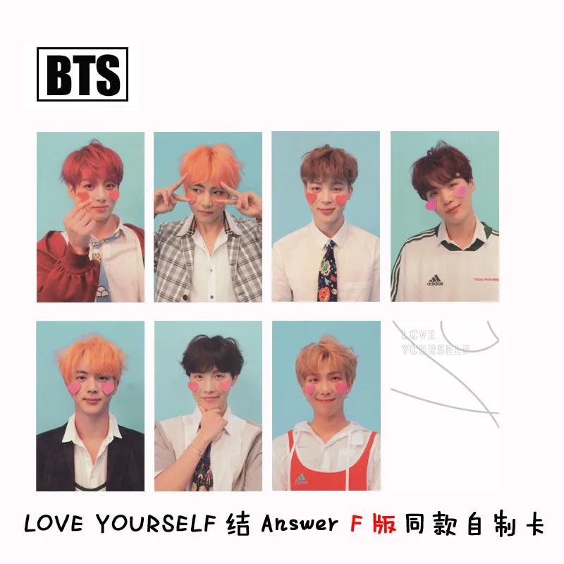 

7pcs/set Fashion bangtan boys HD signature Photocards LOVE YOURSELF Answer album Lovely BTS Group phoyto cards korean supplies F