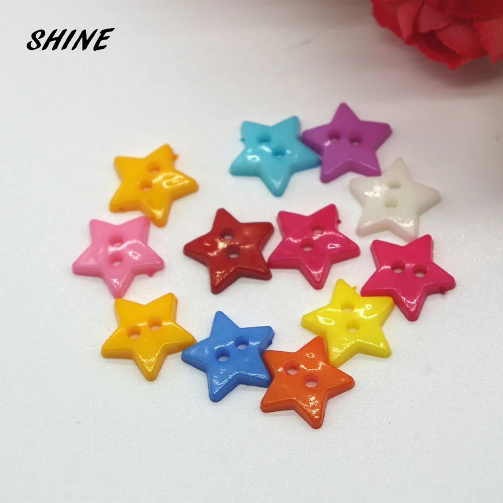 

SHINE Plastic Sewing Buttons Scrapbooking Star Multicolor Two Holes 12mm 50PCs Costura Botones decorate bottoni botoes