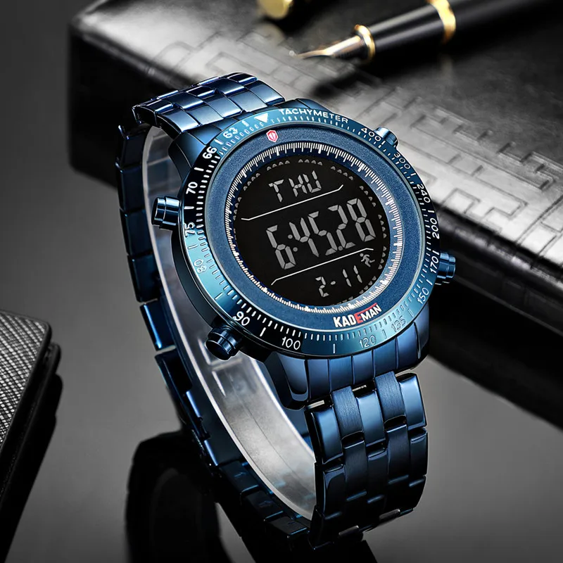 Buy KADEMAN Men Watches TOP Military Sport Steps Digital Watch Luxury Brand Full Steel Multifunction Wristwatches Male Clock Relogio