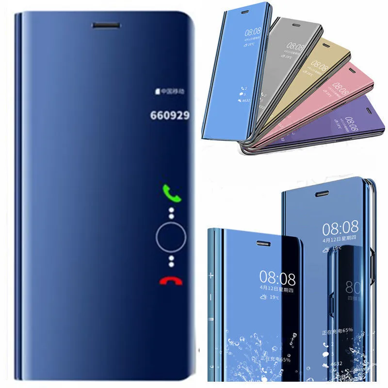 

For Huawei P30 Pro Honor 8X Case Mirror Flip View Leather Stand Cover For Huawei Mate 20 Pro For Huawei P smart 2019 case Cover