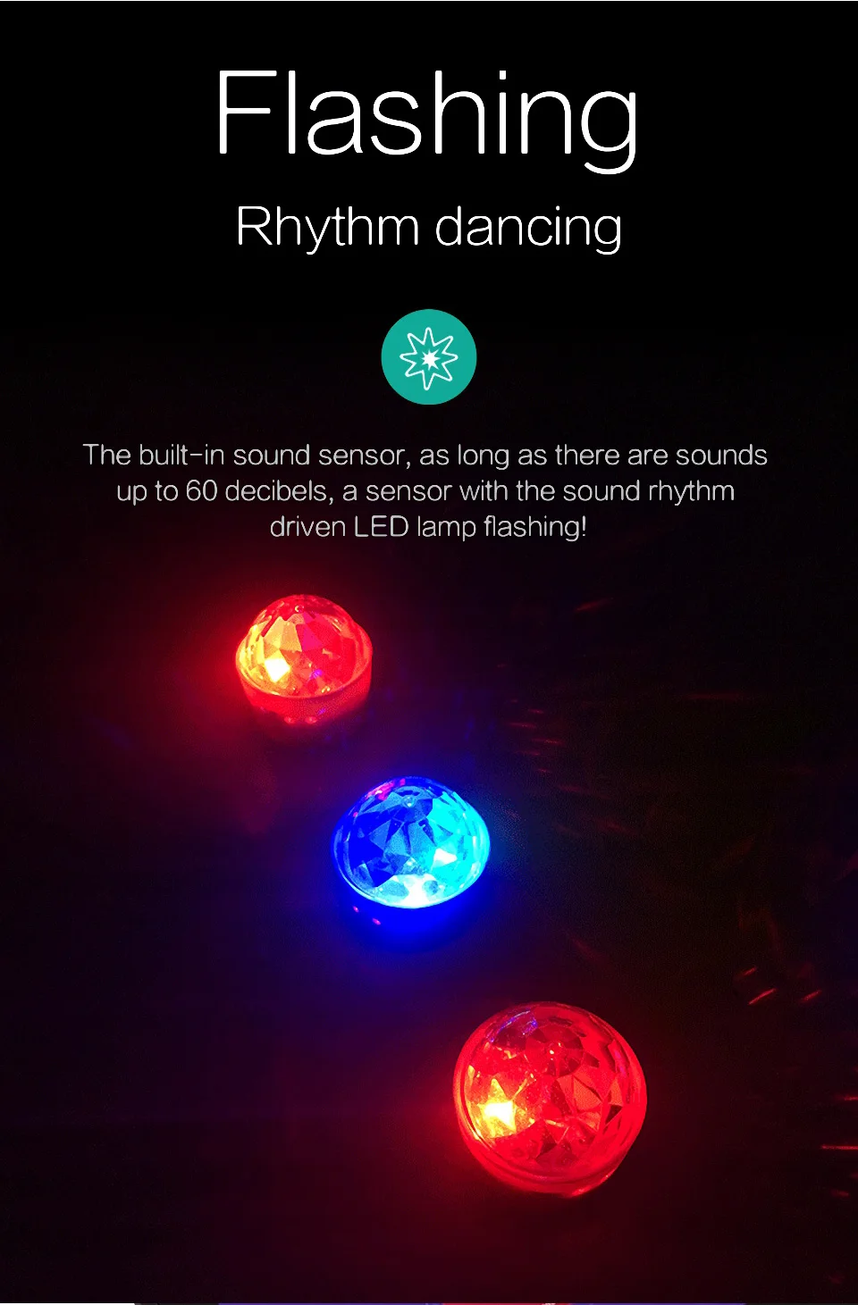 LDRIVE Автомобильный USB DJ музыкальный светодиодный мини RGB 3 Вт светодиодный MP3 клубный диско вечерние магический шар сценический эффект Вращающаяся лампа D33