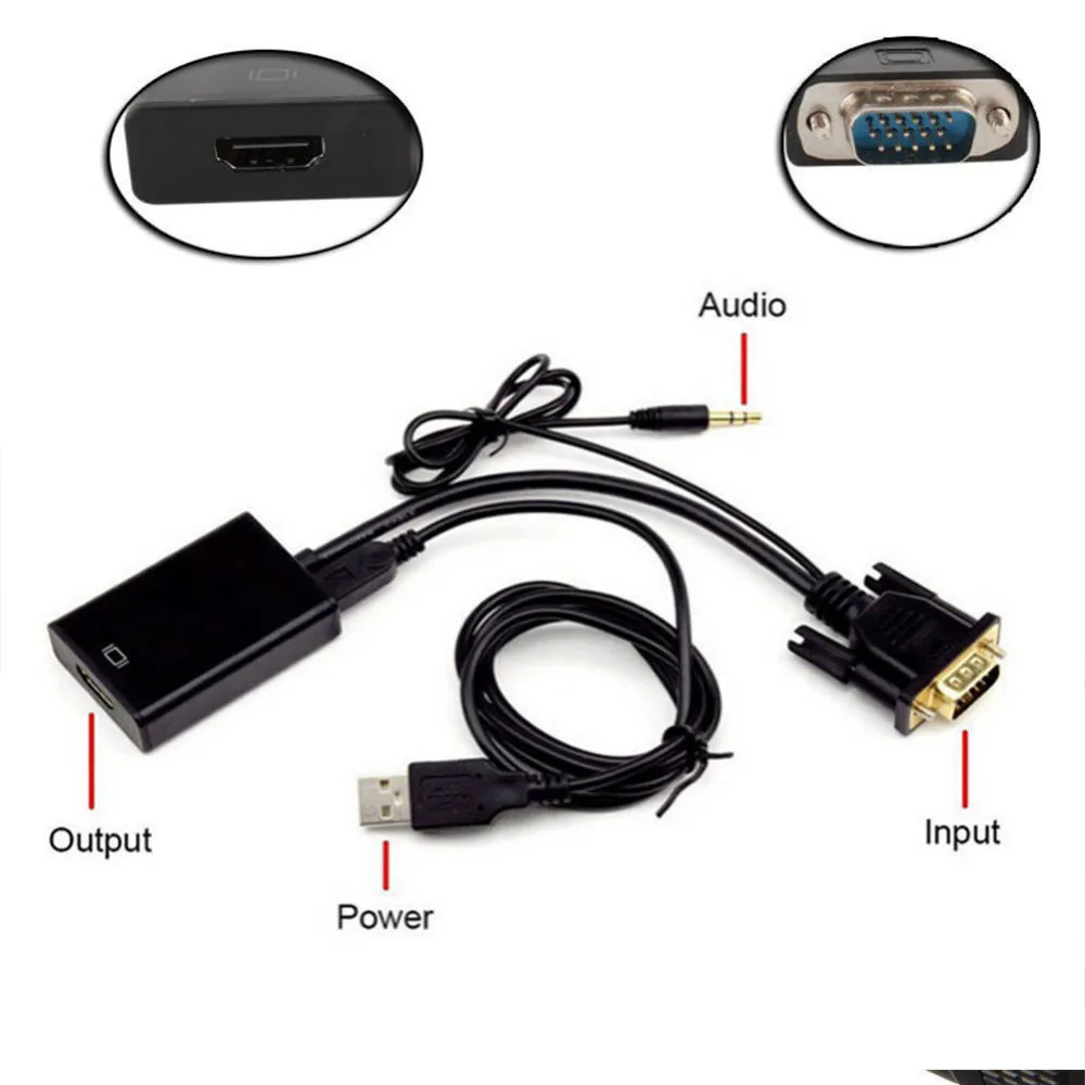 ТВ конвертер адаптер 1080 P Аудио выход HD ТВ ПК USB VGA к HDMI для ПК, DVD C0Et