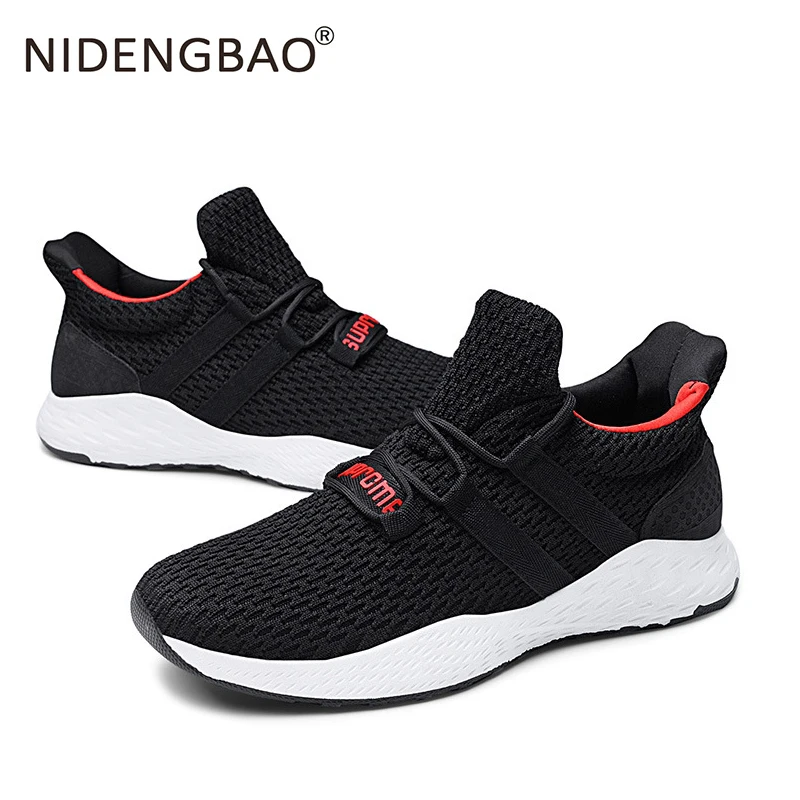 

NIDENGBAO Men's Winter Running Shoes Lightweight Sport Shoes Breathable Male Shoes Mesh Sneakers Black Red Gray