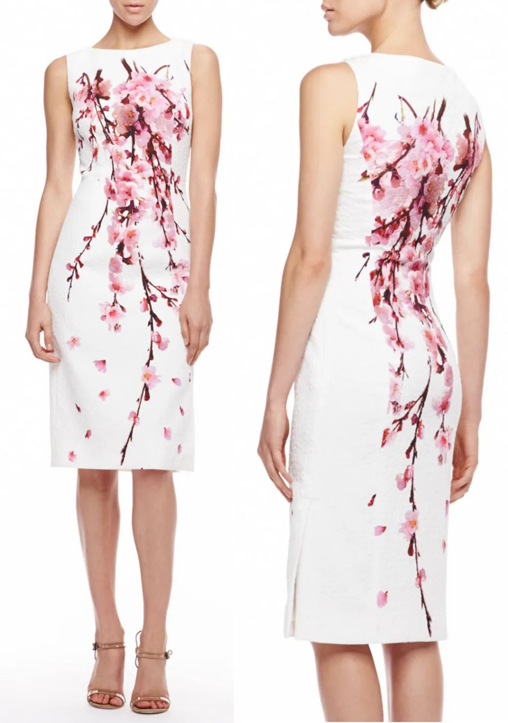 Women Cherry Blossom Jacquard Dress elegant White party dresses ML307