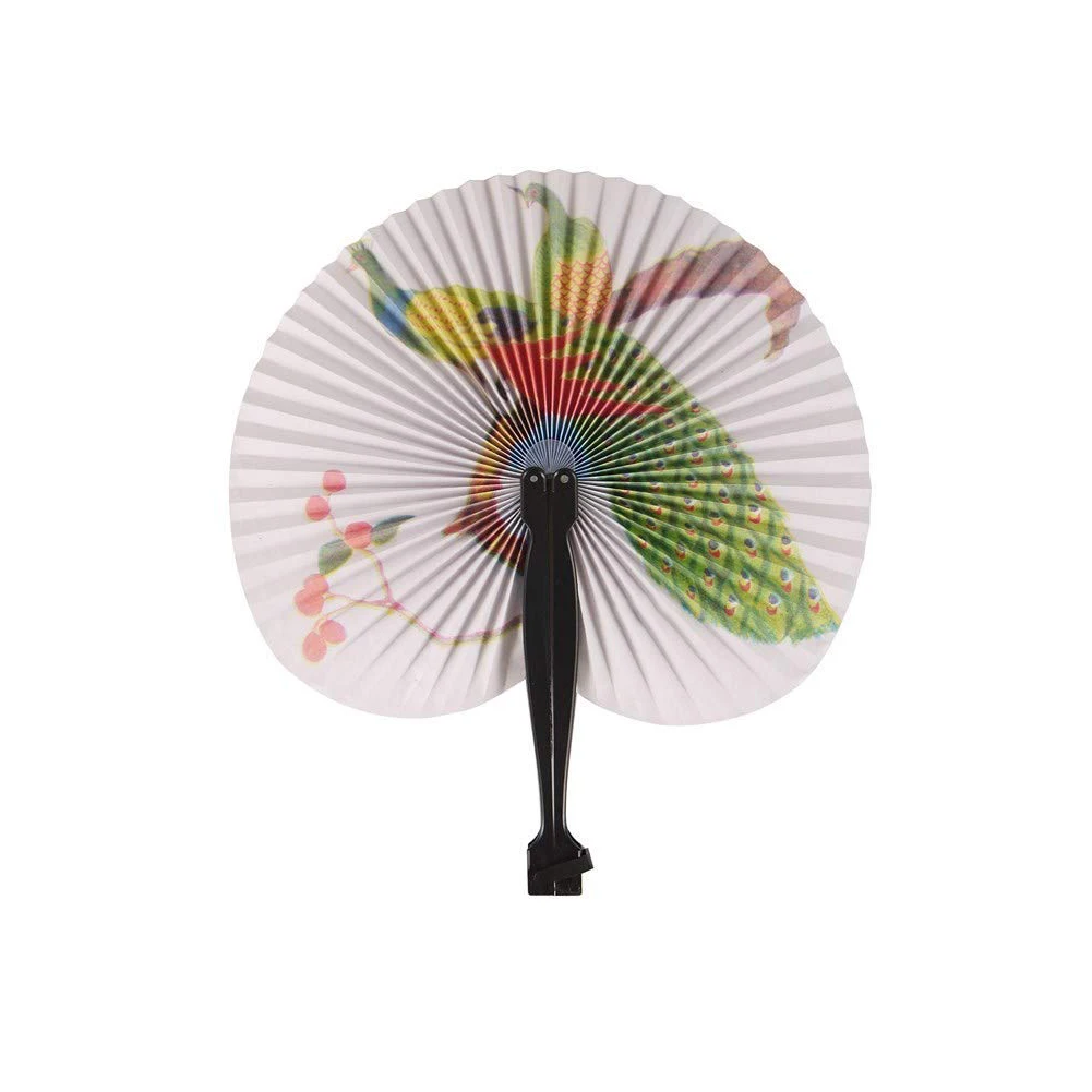 

1 Piece Foldable Paper Fans Hand Held Folding Fans Creative Retro Windmill Small Round Paper Fan Chinese Style Hand Fan Wedding