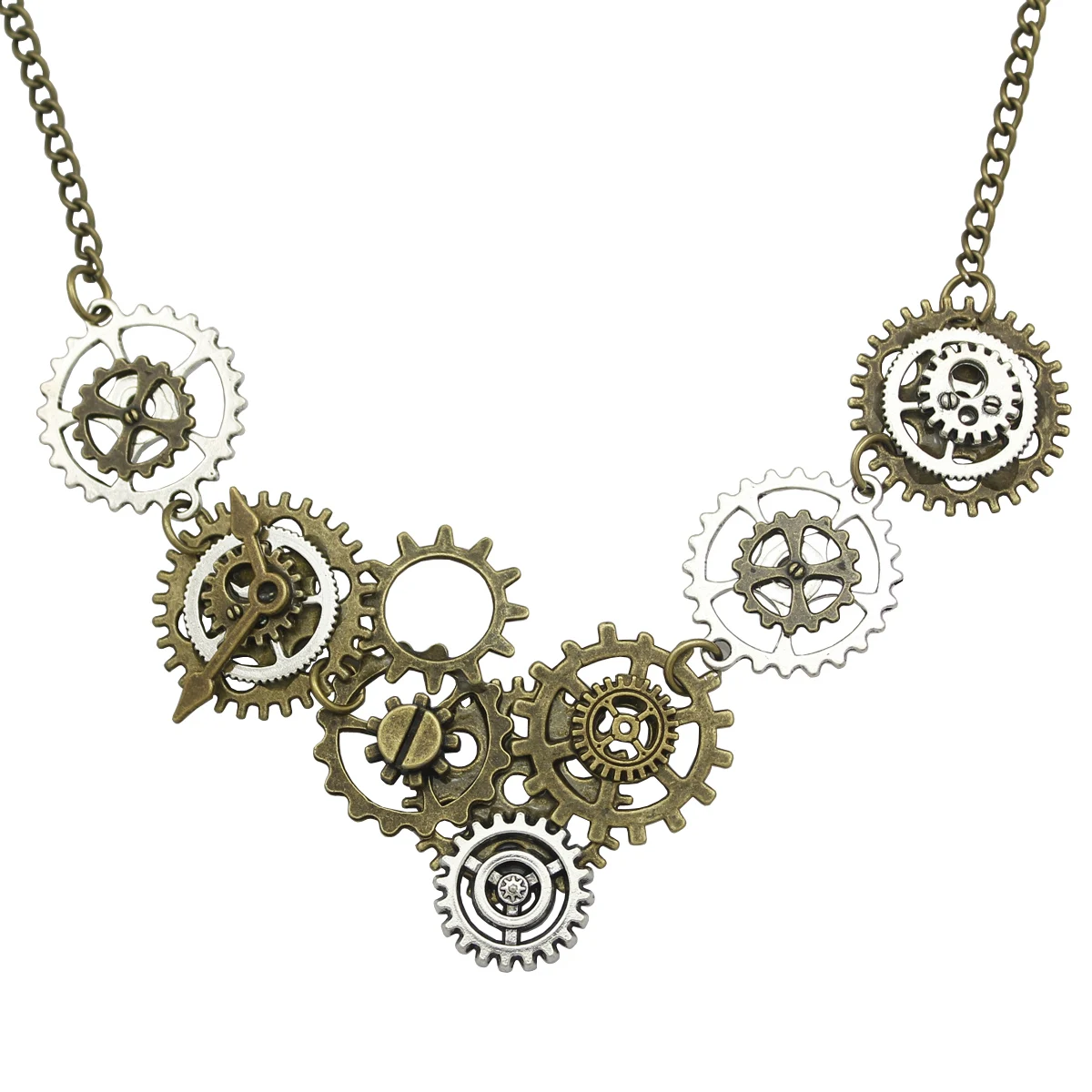 Винтажные часы с золотым и серебряным покрытием часовой стрелкой Cog Steampunk цепочка