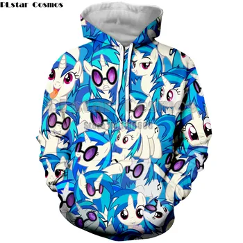 

PLstar Cosmos Little Pony Coat Cartoon Autumn And Spring pullover Jacket cute sweatshirt Hoodies Outerwear