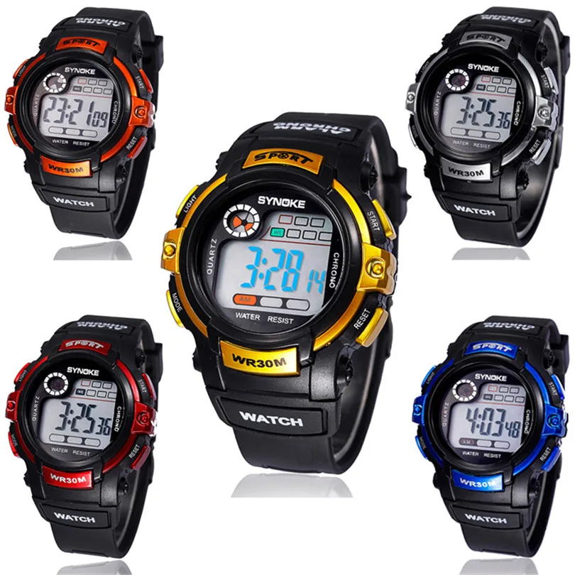 Новые модные мужские часы для мальчиков, цифровой светодиодный Кварцевый Будильник, спортивные водонепроницаемые наручные часы с компасом для спорта#4m15