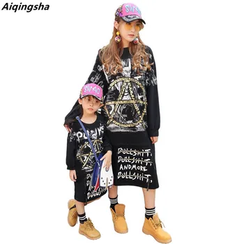 

Mother Daughter Dresses Family Matching Outfits Summer T Shirt Mom and Girl Baby Clothes Long Dress for Family Matching Pajamas