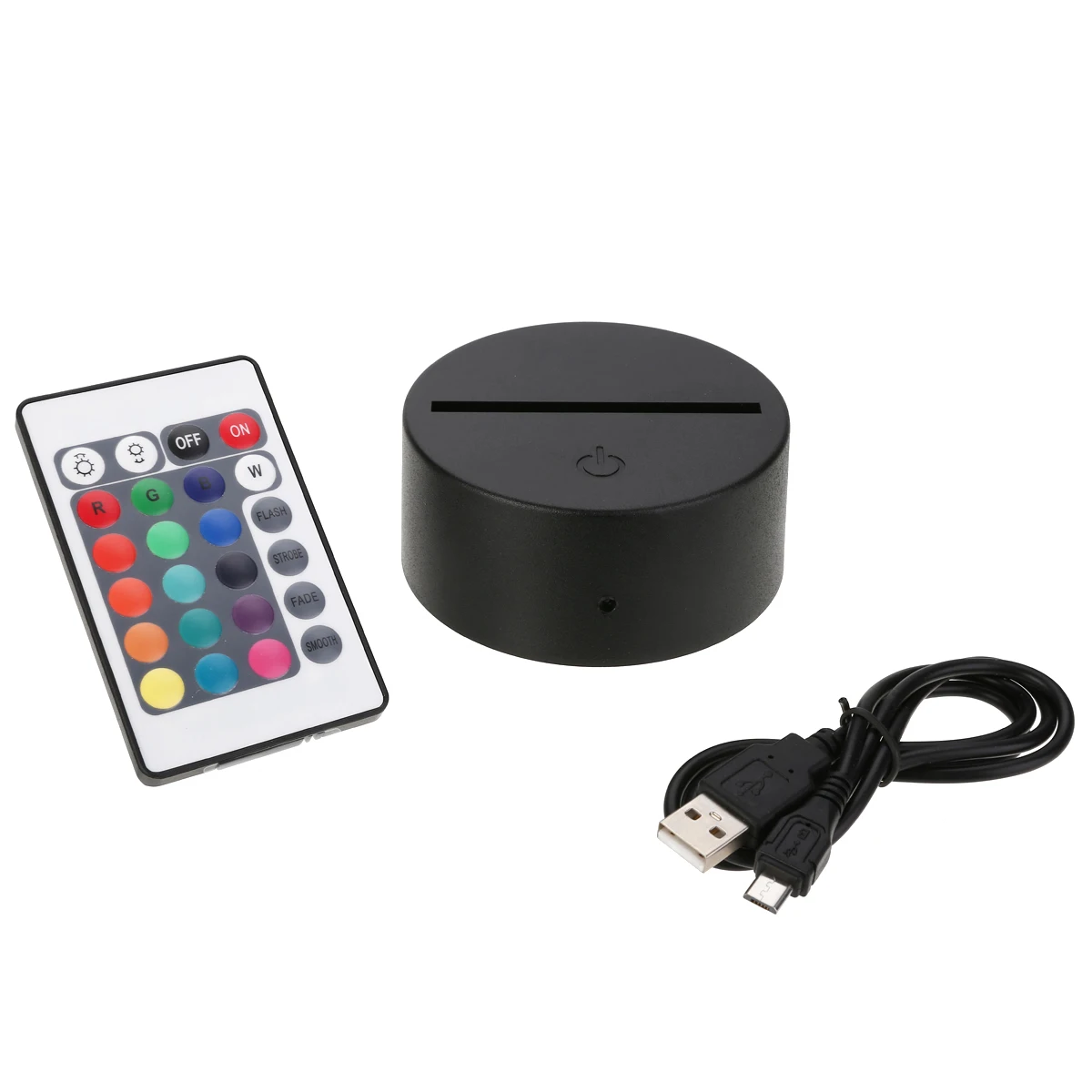 ABS Acrylic Black 3D LED Lamp Night Light Base USB Cable Remote Control Gift