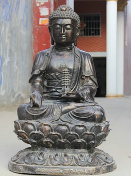 

USPS to USA S2231 40" Huge Tibet Buddhism Bronze Seat Shakyamuni Amitabha Buddha Dagoba Statue