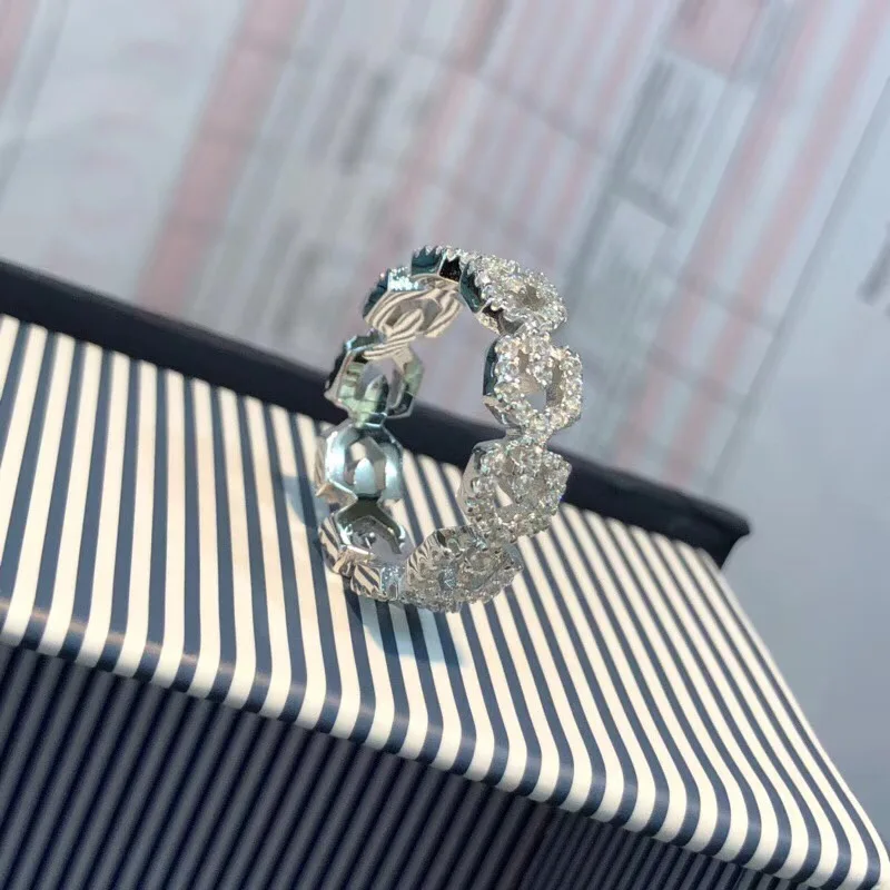 

925 sterling silver Geometric Design CZ Ring ,hot brand luxury Zircon Fashion Monaco Jewelry
