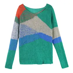 Rlyaeiz свитер для женщин 2018 демисезонный Модные полые цвет лоскутное Трикотаж Свободные Вязаный Пуловер женский свитеры для