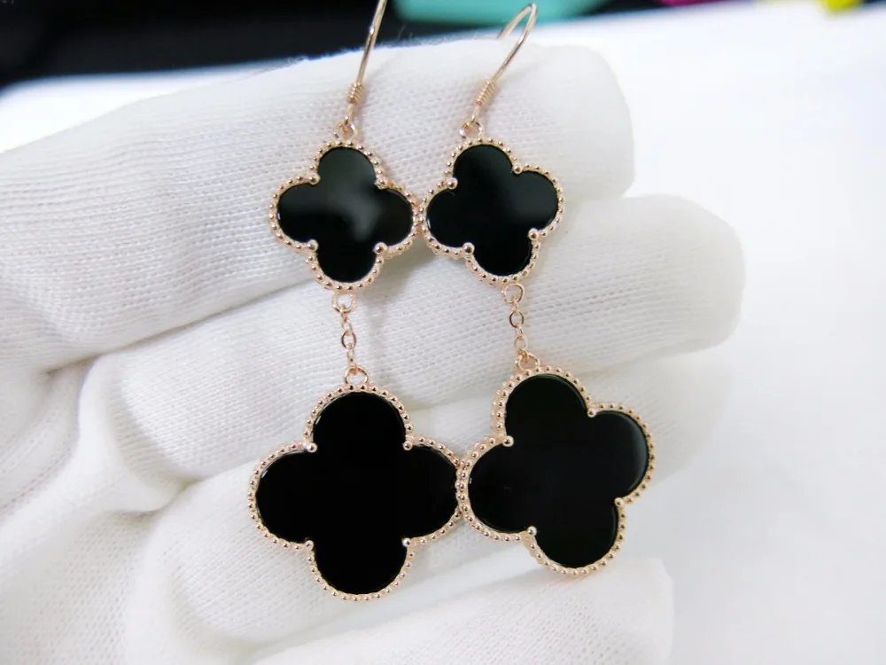 

fashion design 925 sterling silver jewelry 2 clover earrings for women wedding gift brand luxury mother of pearl earrings bijoux