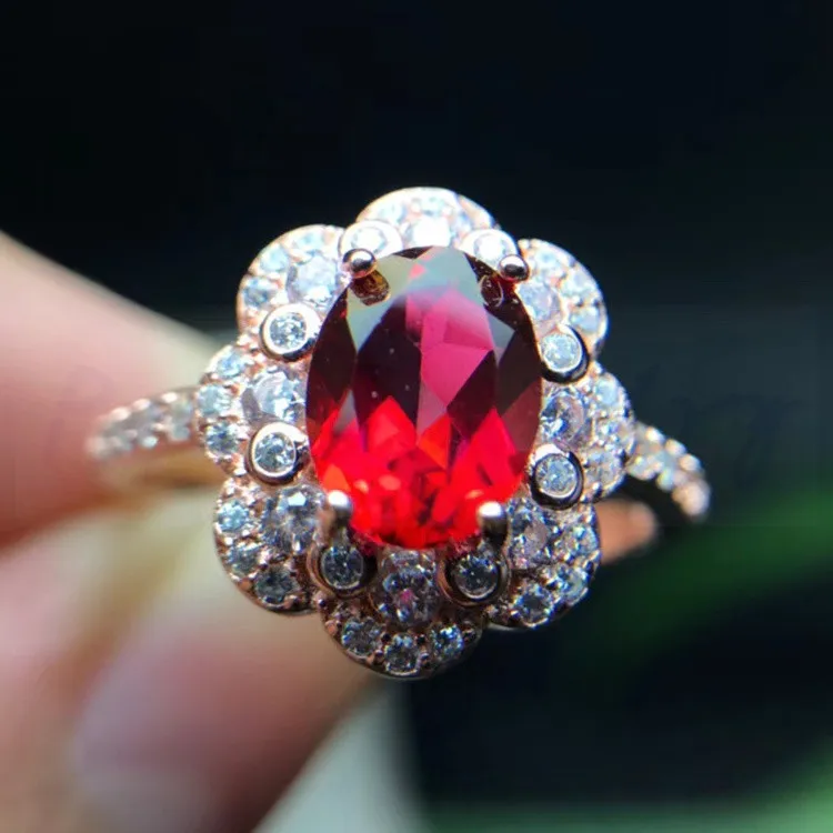

Natural garnet ring Real original red garnet 925 sterling silver Free shipping For men or women rings 1.5ct gemstone #FM18070114