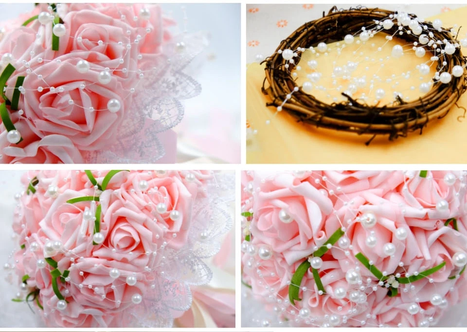 5 м/лот красочная леска искусственная цепочка с жемчужными бусинами гирлянда цветы для свадьбы свадебный букет цветы украшения